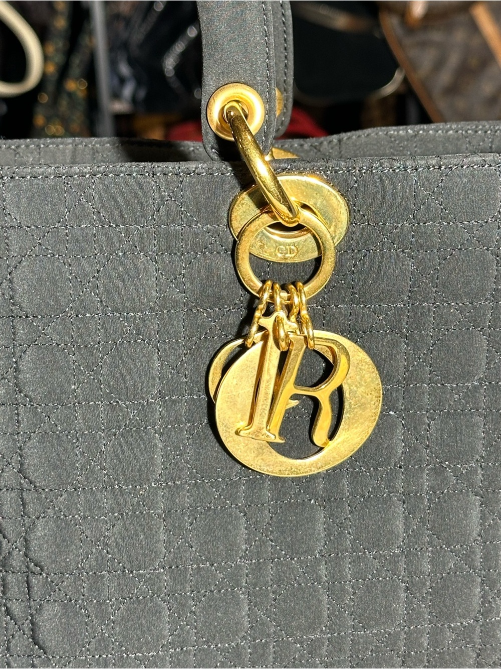 Dior Black Cannage Quilted Satchel with Gold Hardware - Picture 2 of 8